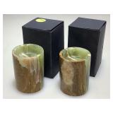 2 New in gift box onyx candle holders. Kalifano