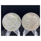 2- Silver Peace Dollars