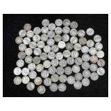 86-circulated Mercury Dimes