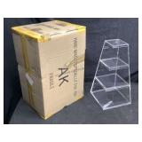 NIB plexi 3 tier asymmetrical display shelf.