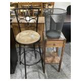 Metal bar chair with plant table and more