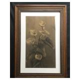 M. Melton Signed Graphite Floral Sketch on Paper