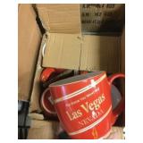 4 new wide Belly red mugs. Las Vegas.