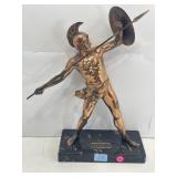 Metal Achilleas Statue on Marble Base. 16in H