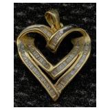 10k Gold Heart Diamonds 2.5g Pendant