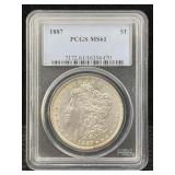 1887 Silver Morgan Dollar Pcgs Ms61