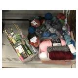 Yarn and crochet hooks and supplies.