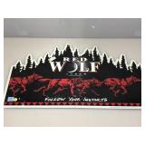 1994 Metal Red Wolf Lamar sign. 30x18