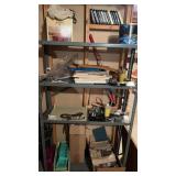 Metal shelf and contents approximately 36ï¿½ x