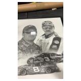 Dale and Dale JR. framed pencil drawn picture