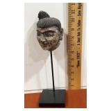 Wooden puppet head on stand