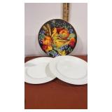 2 white platters 12ï¿½ in diameter and WLC