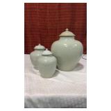 Set of 3 Chinese off white ceramic Ginger jars