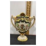 Calorimeter ceramic vase/urn cherub scene NO