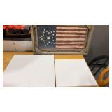 Wooden flag wall decoration and 2 New Canvas