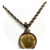 1945 2 1/2 Pesos Mexican Gold Coin Pendant