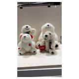 Lot of 4 Coca Cola Stuffed Polar Bears, 1994,