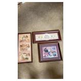 3 framed and matted pictures