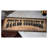 Wooden sign approximately right yeah 18ï¿½ long