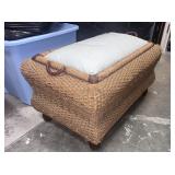 Vintage Wicker Ottoman Storage Bench