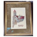 Vintage Emboidered Artwork of Church "Epworth"