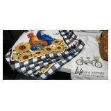 (4) ROOSTER PLACEMATS, LIFE IS A JOURNEY DISH TOWL