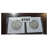 (2) WALKING LIBERTY HALF DOLLARS