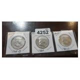 (3) BEN FRANKLIN HALF DOLLARS