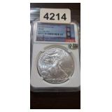 2013 AMERICAN EAGLE, GRADED MS 69. .999 FINE SILV