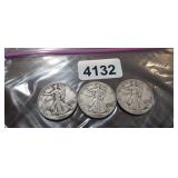 (3) WALKING LIBERTY HALF DOLLARS