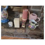 LOT OF CANDLES AND TEAPOTS