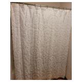 FABRIC SHOWER CURTAIN AND RINGS