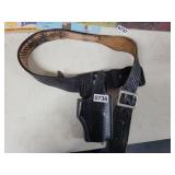 LEATHER GUN BELT WITH HOLSTER