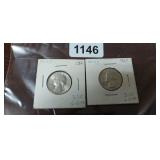 (2) UNCIRCULATED 1964 WASHINGTON SILVER QUARTERS