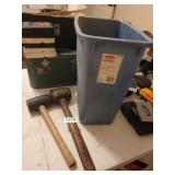 TRASHCAN AND 2 RUBBER MALLETS