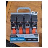 4 PK. RATCHET TIE DOWNS, NEW