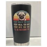 Double wall insulated Pug dog tumbler mug