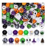 Whaline 210Pcs Halloween Wooden Beads with Hemp