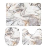 Oyihfvs Marble Grey White Bathroom Rug Set