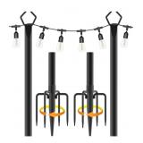 10Ft Poles with Fork for Outdoor String lights