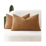 2 Textured Boucle Throw Pillow covers 12x20"