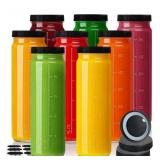 (8) 20 Oz Glass Juicing Bottles w Airtight Lids -