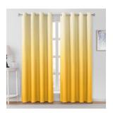 Two Yellow Ombre Blackout Curtains