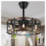 19" Farmhouse Caged Ceiling Fan with Light