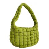 Green Quilted Puffer Tote Bag approx 13x15"