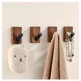 4 Pack Wooden Wall Hooks for Hanging