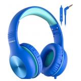 Blue Kids Headphones with Cord, Over-Ear