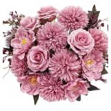 24 Heads Premium Dusty Pink Silk Flower Bouquets