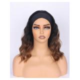 Short Brown Wavy Headband Wig