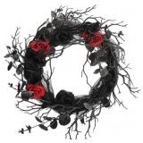 Black Halloween Door Wreath